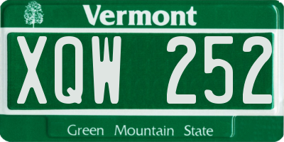 VT license plate XQW252
