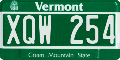 VT license plate XQW254
