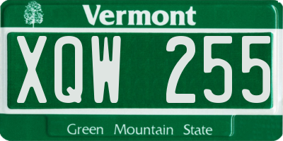 VT license plate XQW255