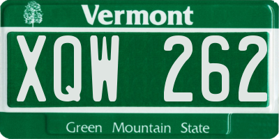 VT license plate XQW262
