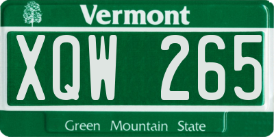 VT license plate XQW265