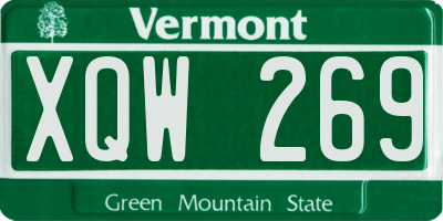 VT license plate XQW269