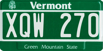 VT license plate XQW270