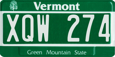 VT license plate XQW274