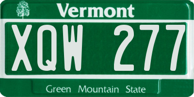 VT license plate XQW277