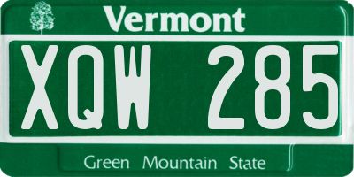 VT license plate XQW285