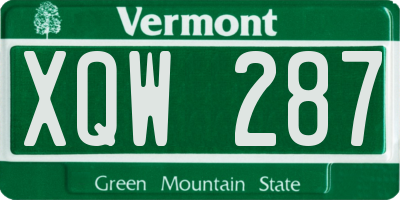 VT license plate XQW287