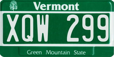 VT license plate XQW299