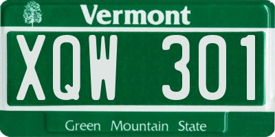 VT license plate XQW301