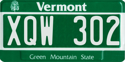 VT license plate XQW302