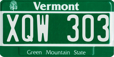 VT license plate XQW303