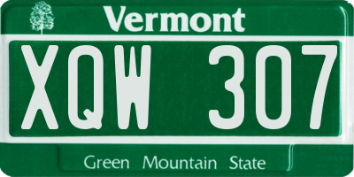VT license plate XQW307