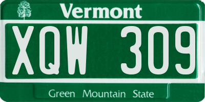 VT license plate XQW309