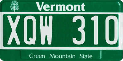 VT license plate XQW310