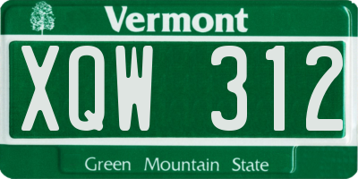 VT license plate XQW312