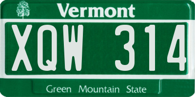 VT license plate XQW314
