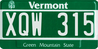 VT license plate XQW315