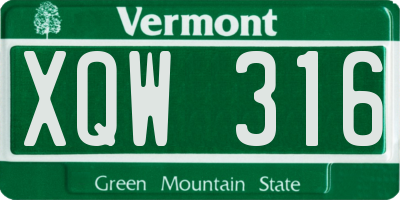 VT license plate XQW316