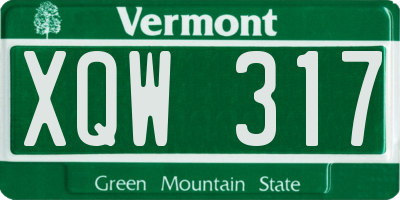 VT license plate XQW317