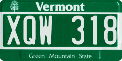 VT license plate XQW318