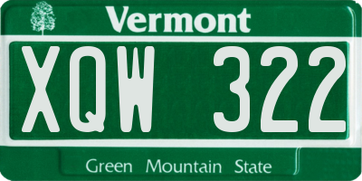 VT license plate XQW322