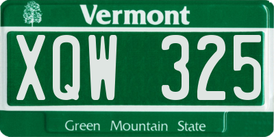 VT license plate XQW325