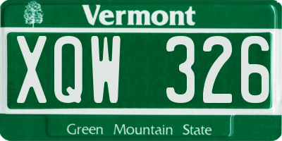VT license plate XQW326