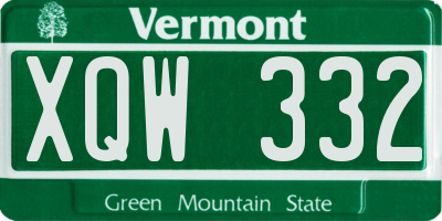 VT license plate XQW332