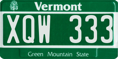 VT license plate XQW333