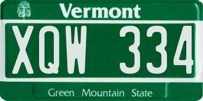 VT license plate XQW334