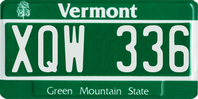 VT license plate XQW336