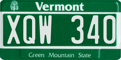 VT license plate XQW340
