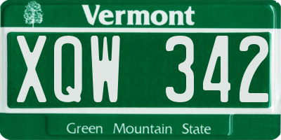 VT license plate XQW342