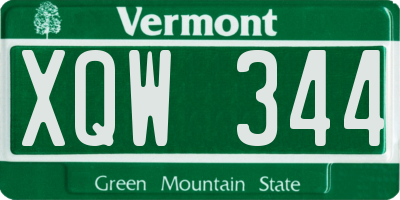 VT license plate XQW344