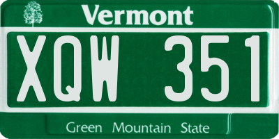 VT license plate XQW351