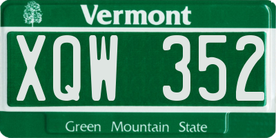VT license plate XQW352