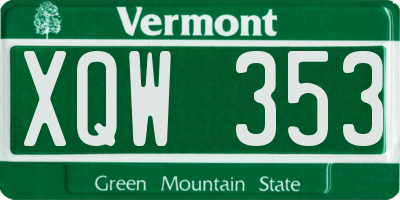 VT license plate XQW353