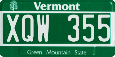 VT license plate XQW355