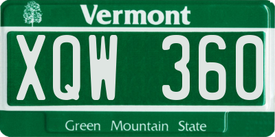 VT license plate XQW360