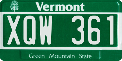 VT license plate XQW361