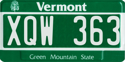 VT license plate XQW363