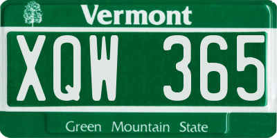 VT license plate XQW365
