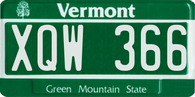 VT license plate XQW366