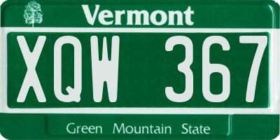 VT license plate XQW367