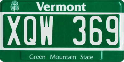 VT license plate XQW369