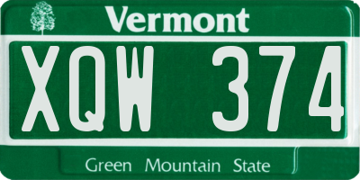 VT license plate XQW374