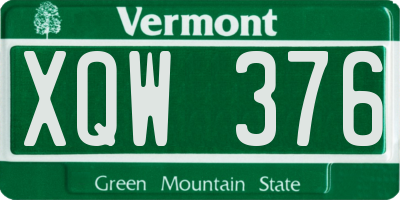 VT license plate XQW376