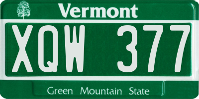 VT license plate XQW377