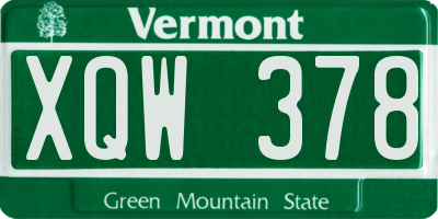 VT license plate XQW378