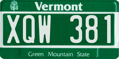 VT license plate XQW381